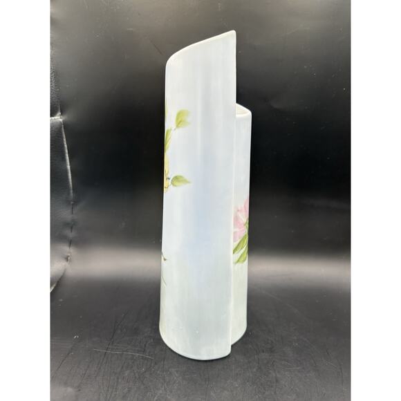 Vintage Japanese Sakura Modern Wave Porcelain Vase Floral Design Mid Cent 10" - Picture 5 of 9